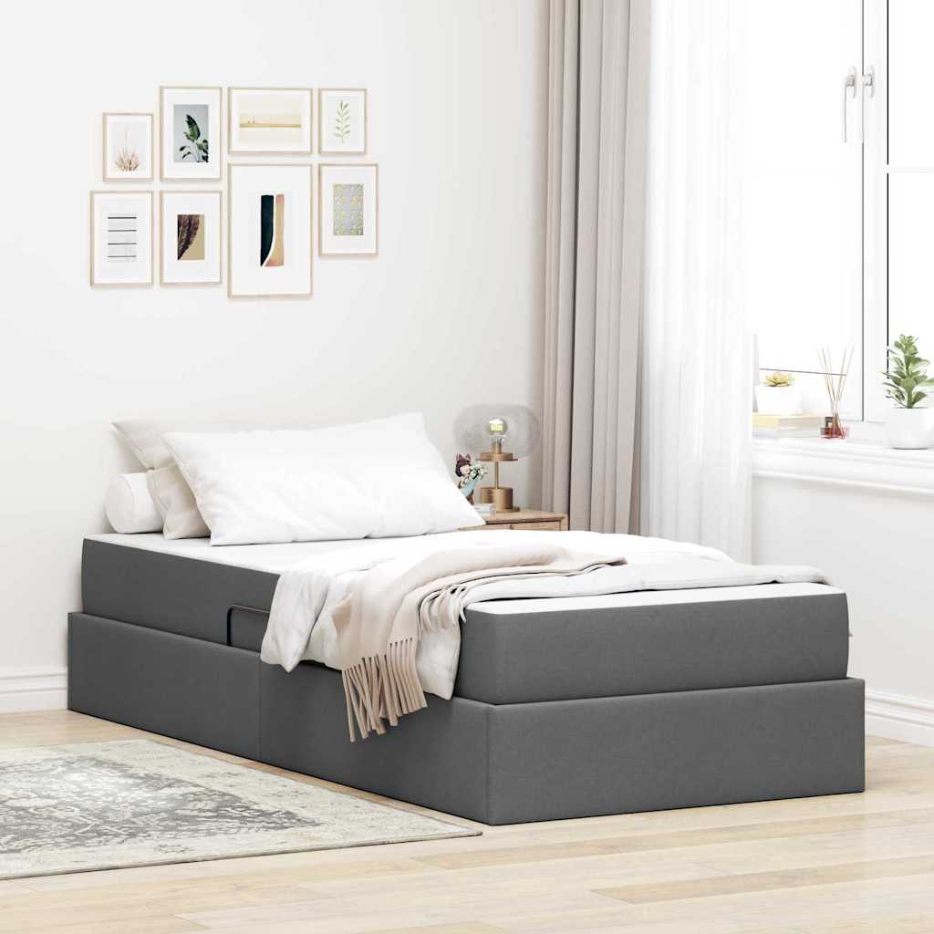 Krevet s madracem i skladištem Tamno siva 90 x 190 cm Poliester
