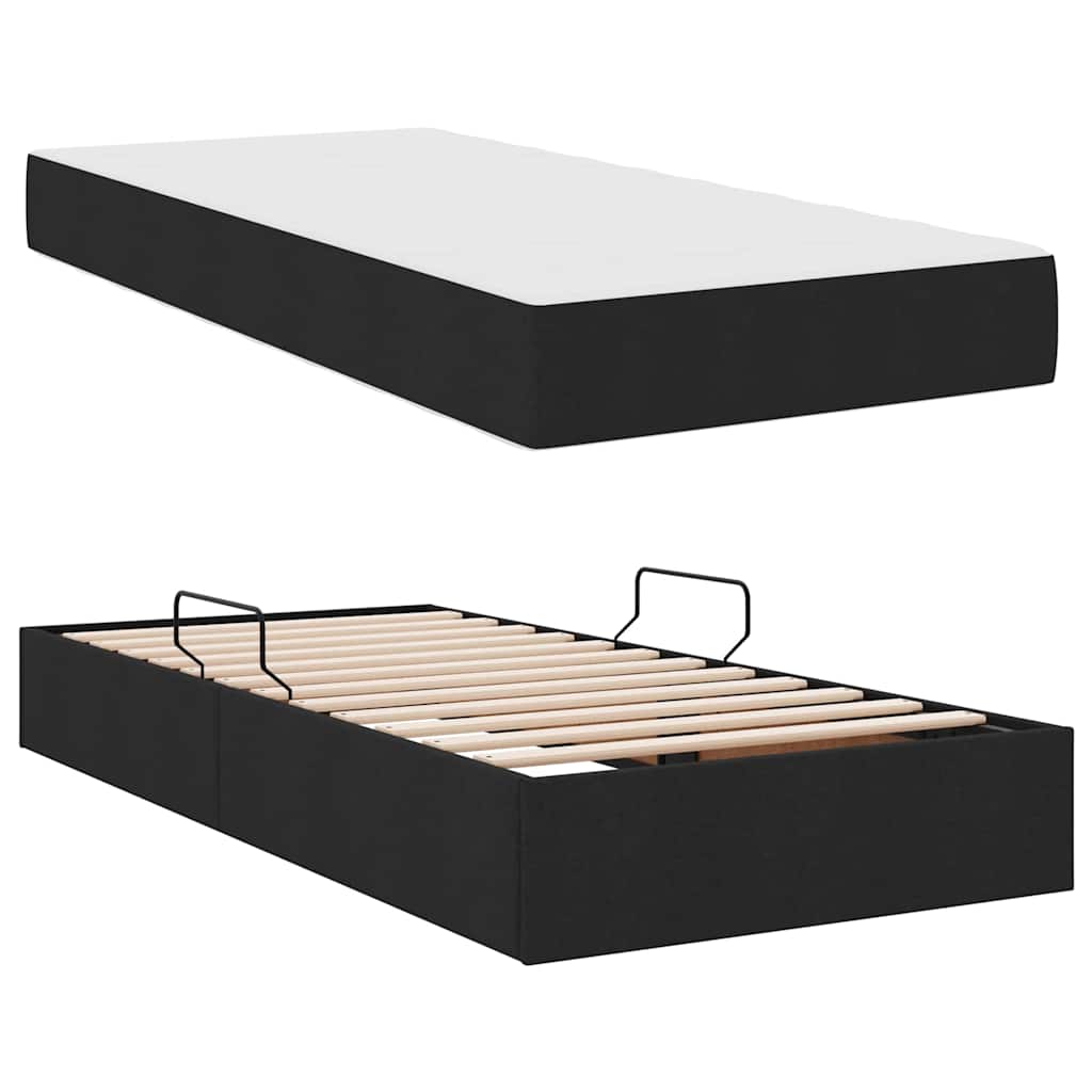 Krevet s madracem i skladištem Crna 90 x 190 cm Poliester