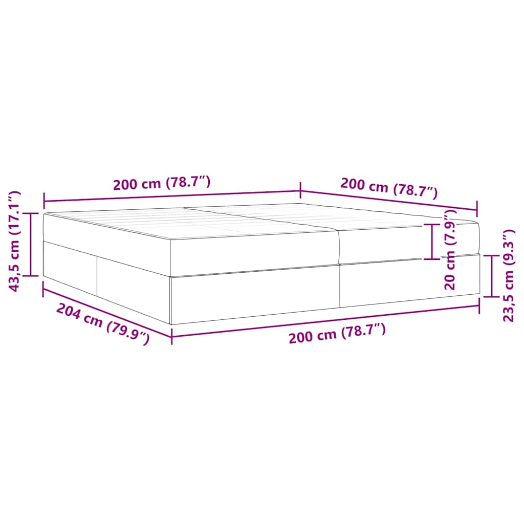 Krevet s madracem i skladištem Tamno siva 200 x 200 cm
