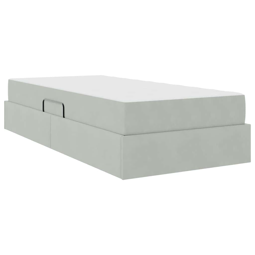 Krevet s madracem i skladištem Svijetlo siva 90 x 190 cm Baršun