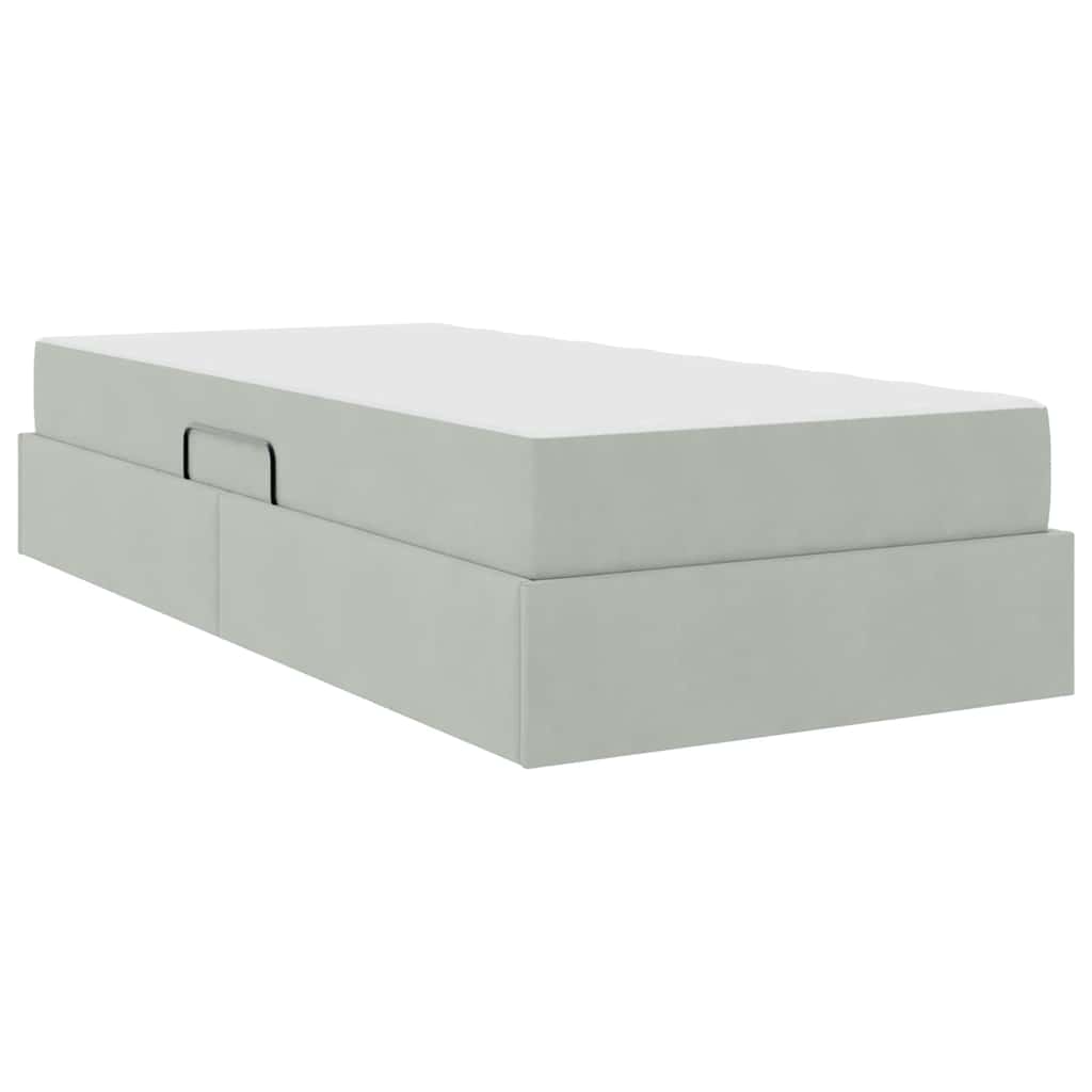 Krevet s madracem i skladištem Svijetlo siva 90 x 190 cm Baršun