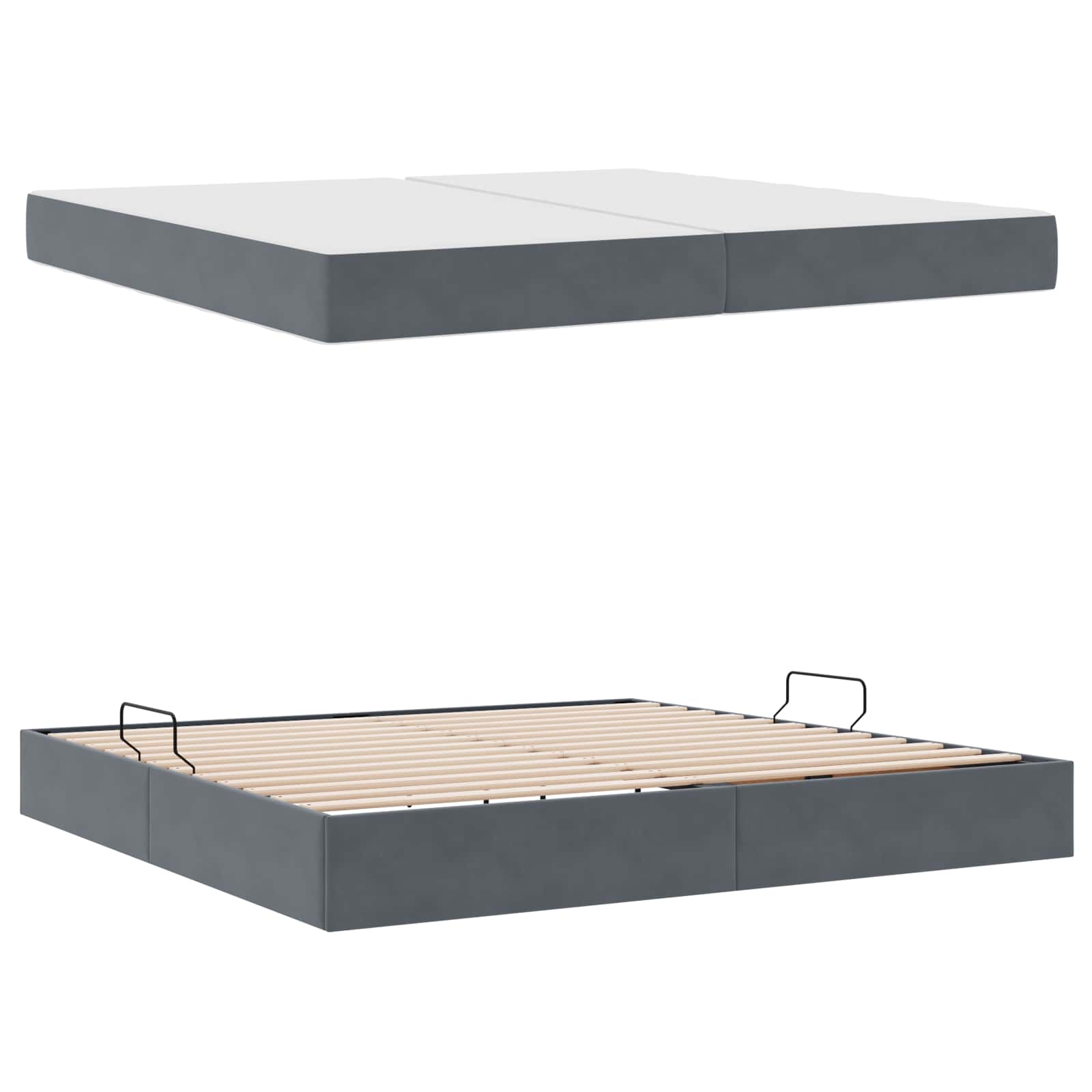 Krevet s madracem i skladištem Tamno siva 200 x 200 cm Baršun