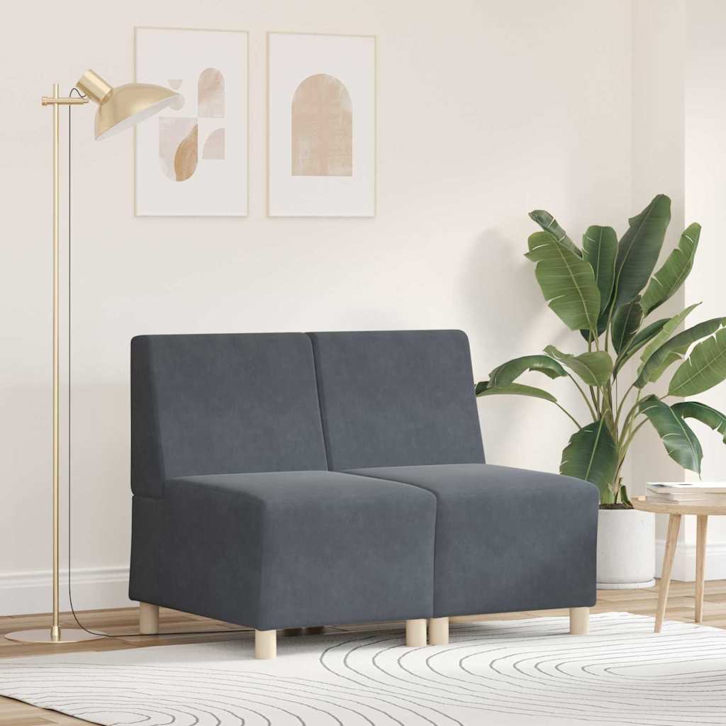 Modularna sofa bez naslona 2 pcs Tamno siva 55 x 74 x 82 cm