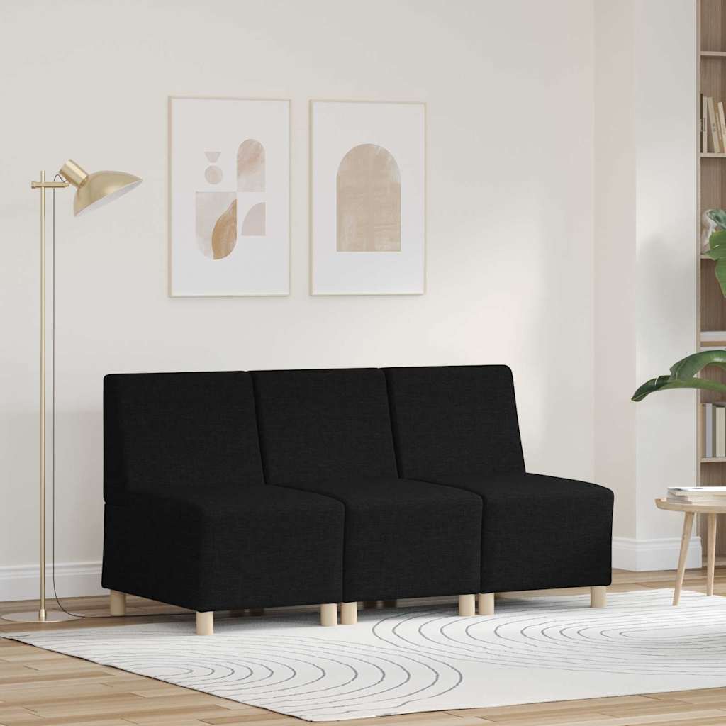 Modularna sofa bez naslona 3 pcs Crna 55 x 74 x 82 cm tkanina