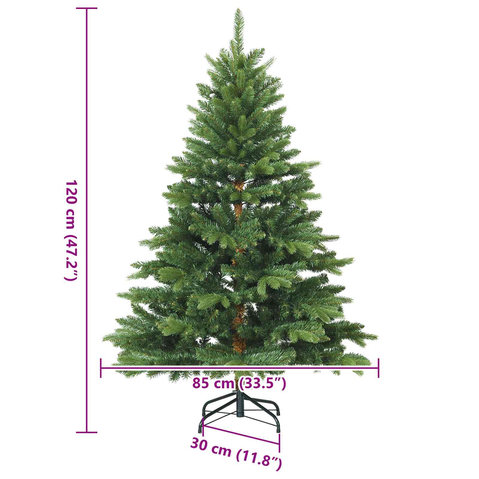Umjetno božićno drvce s nogom Zelena 120 cm PVC, PE i čelik