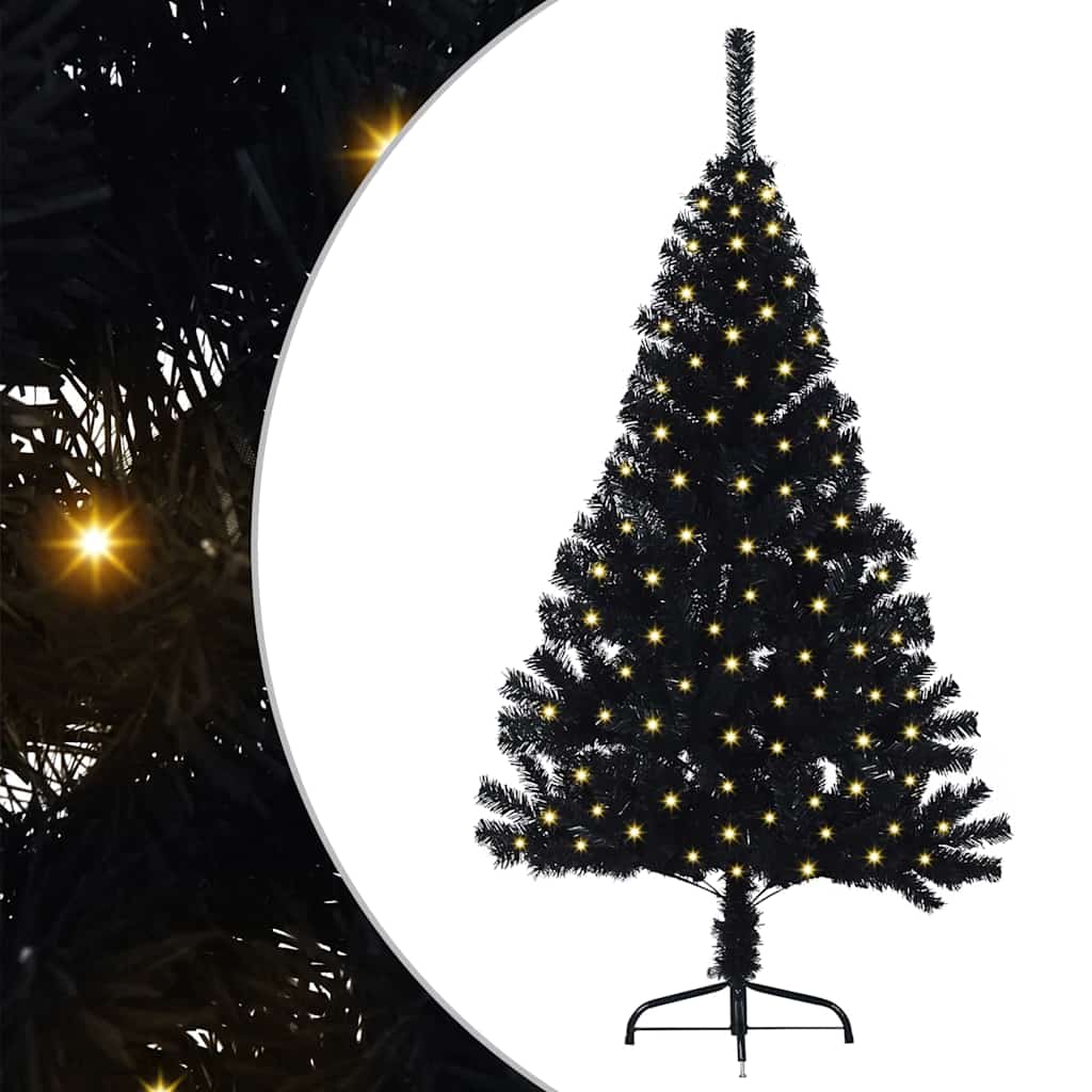 Umjetno predsvijetljeno božićno drvce Crna 120 cm PVC