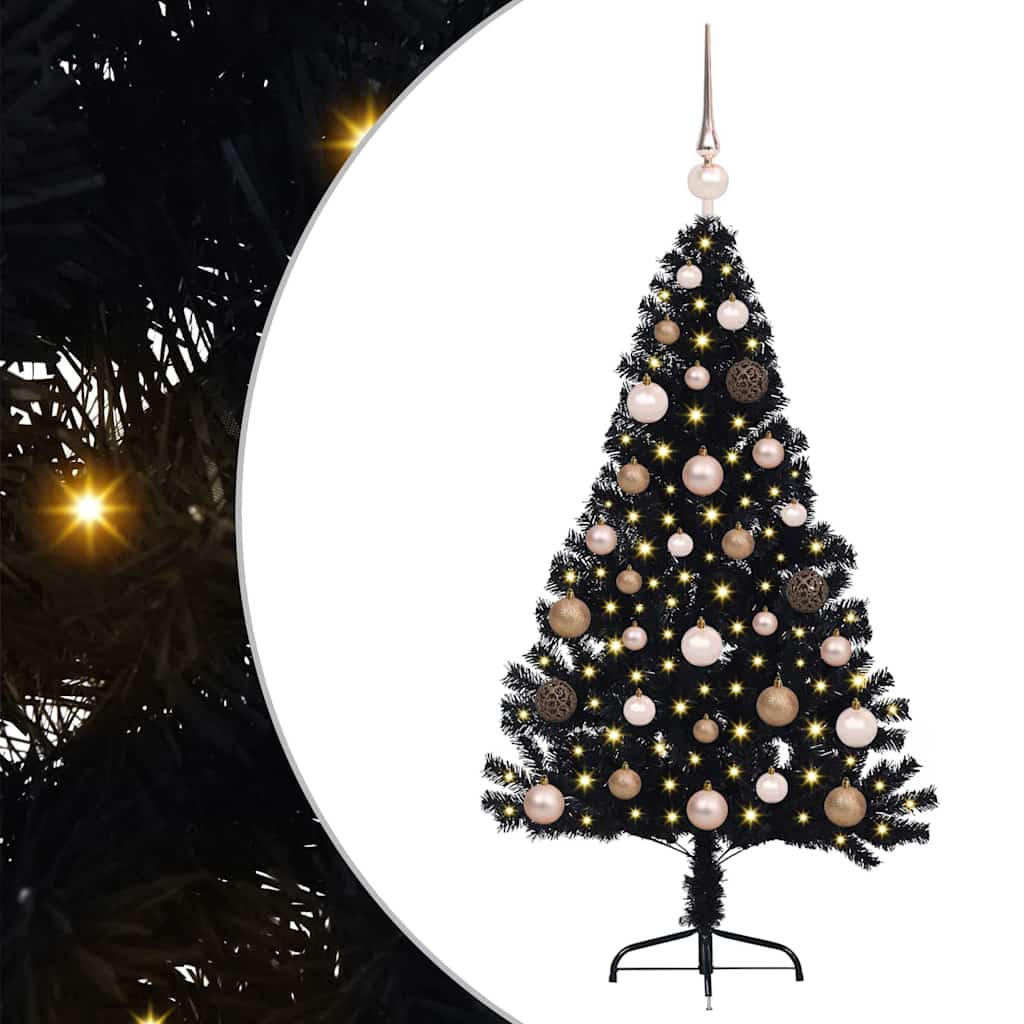 Umjetno predsvijetljeno božićno drvce Crna 120 cm PVC