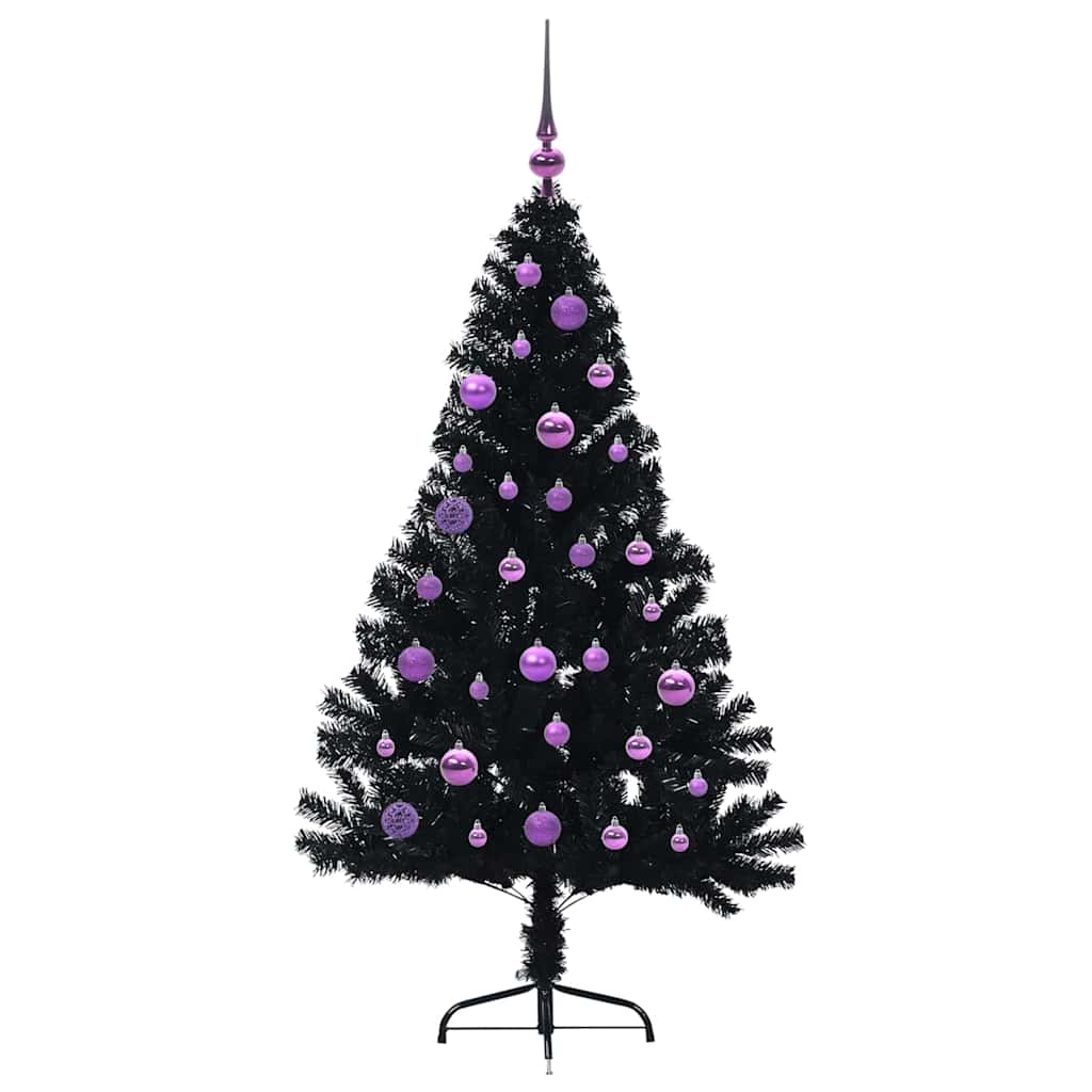 Umjetno predsvijetljeno božićno drvce Crna 150 cm PVC
