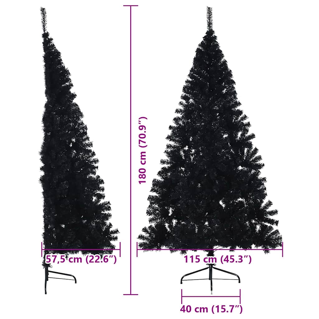 Umjetno predsvijetljeno božićno drvce Crna 180 cm PVC