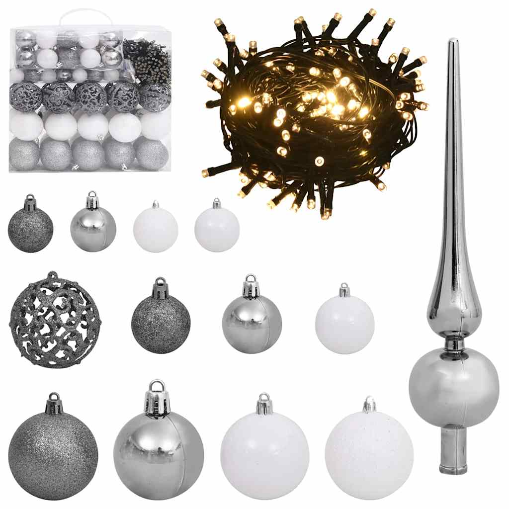 Umjetno predsvijetljeno božićno drvce Srebrno 210 cm PET
