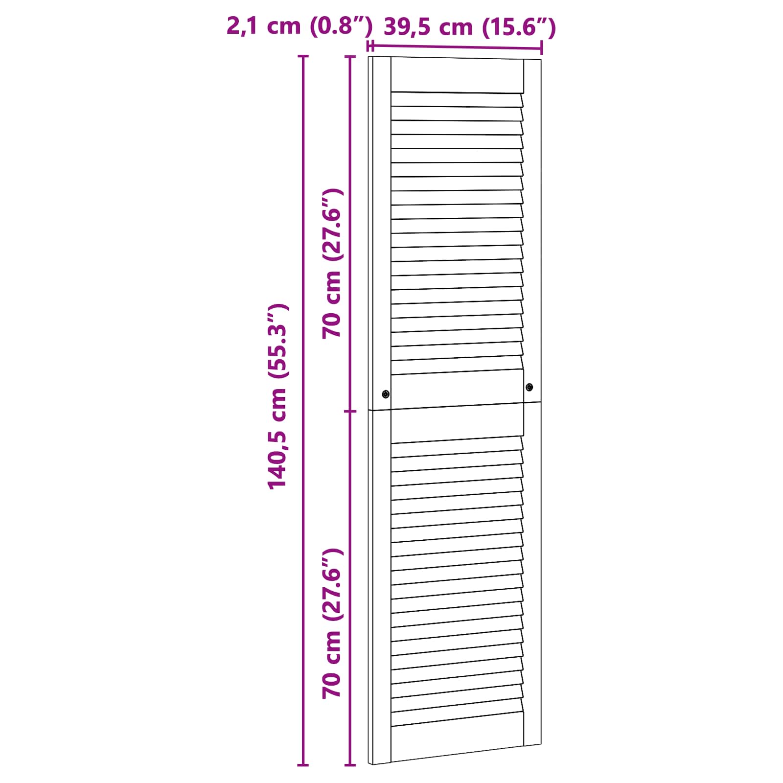 Ormarna vrata s vratima 2 pcs Prirodna 140,5 x 2,1 x 39,5 cm
