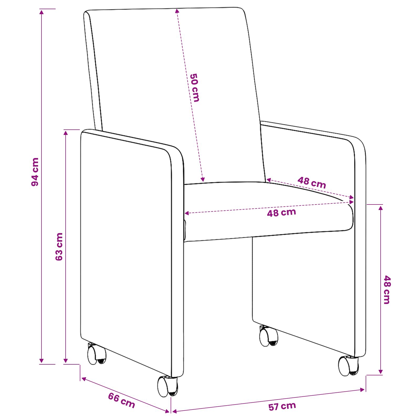 Blagovačke stolice s kotačima 2 pcs Crvena 57 x 66 x 94 cm