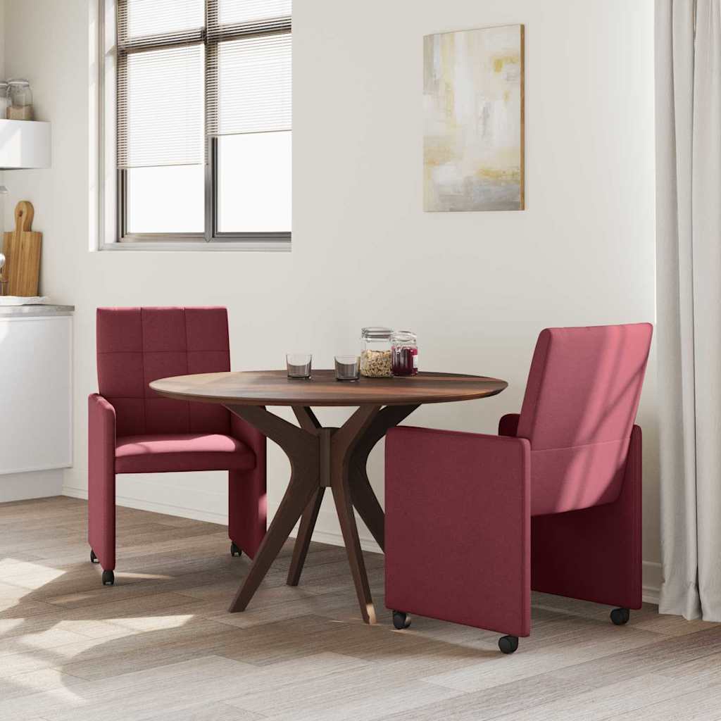 Blagovačke stolice s kotačima 2 pcs boja crnog vina tkanina