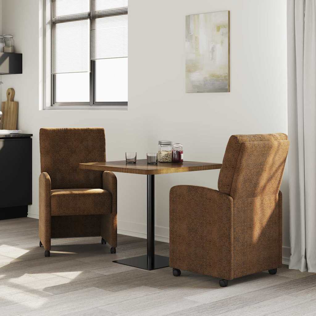 Blagovačke stolice s kotačima 2 pcs Smeđa 58 x 67 x 97 cm