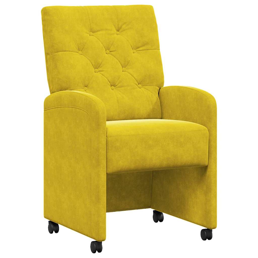 Blagovačke stolice s kotačima 2 pcs Žuta 58 x 67 x 97 cm Baršun