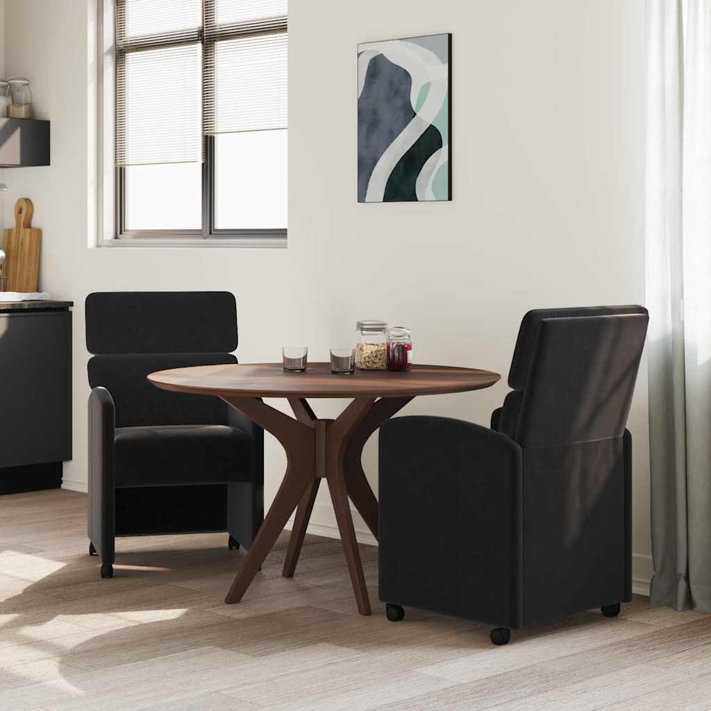 Blagovačke stolice s kotačima 2 pcs Crna 58 x 65 x 98 cm Baršun