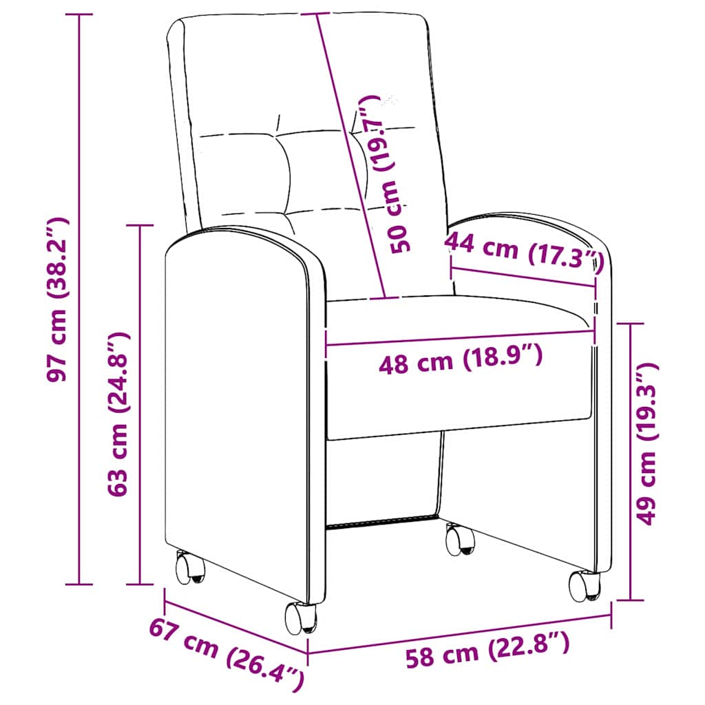Blagovačke stolice s kotačima 2 pcs Smeđa 58 x 67 x 97 cm