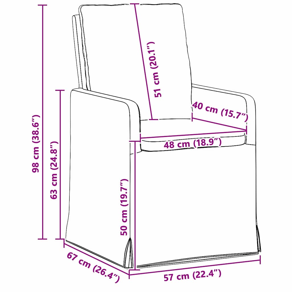 Trpezarijske stolice 2 pcs Ružičasta 57 x 67 x 98 cm tkanina