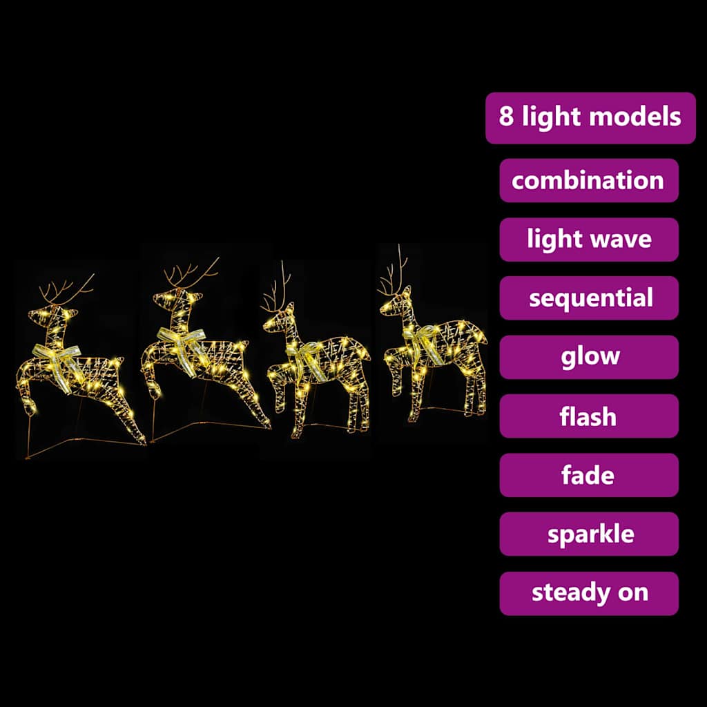 LED Riječni jeleni s 80 LED svjetlima 4 pcs Zlatno PET