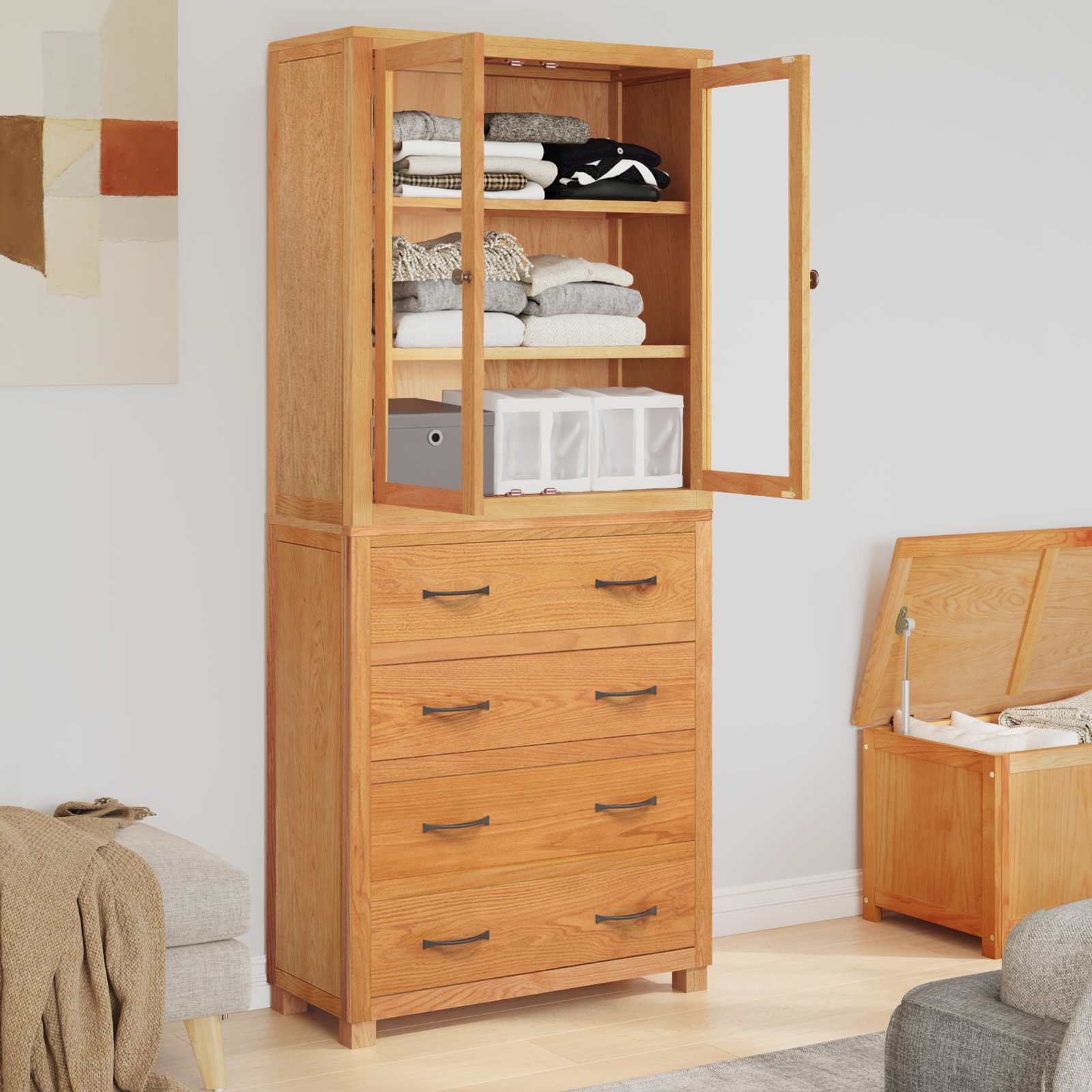 Set namještaja za pohranu 2 kom. Prirodna 80 x 35 x 185 cm