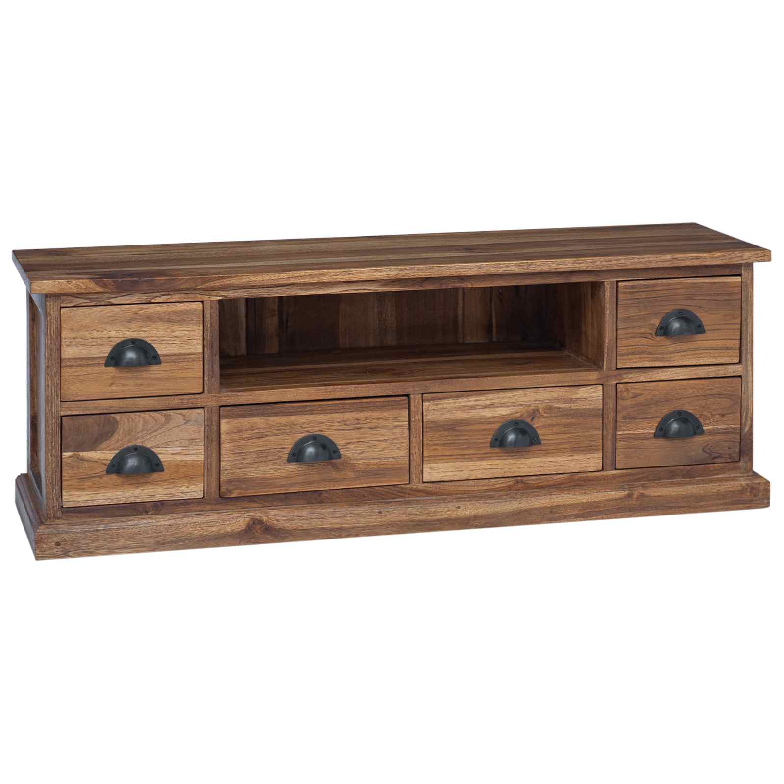 TV stalak s ladicama Prirodna 110 x 30 x 40 cm Čvrsto teak drvo