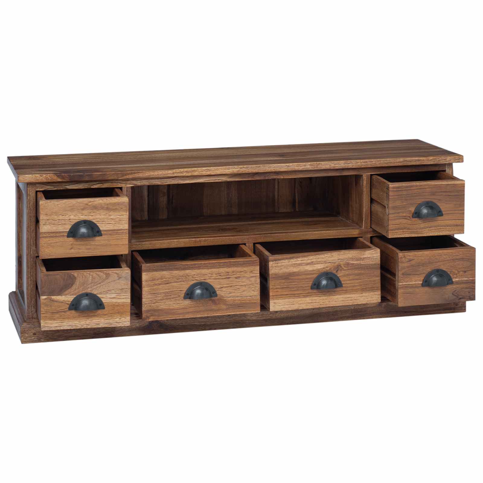 TV stalak s ladicama Prirodna 110 x 30 x 40 cm Čvrsto teak drvo