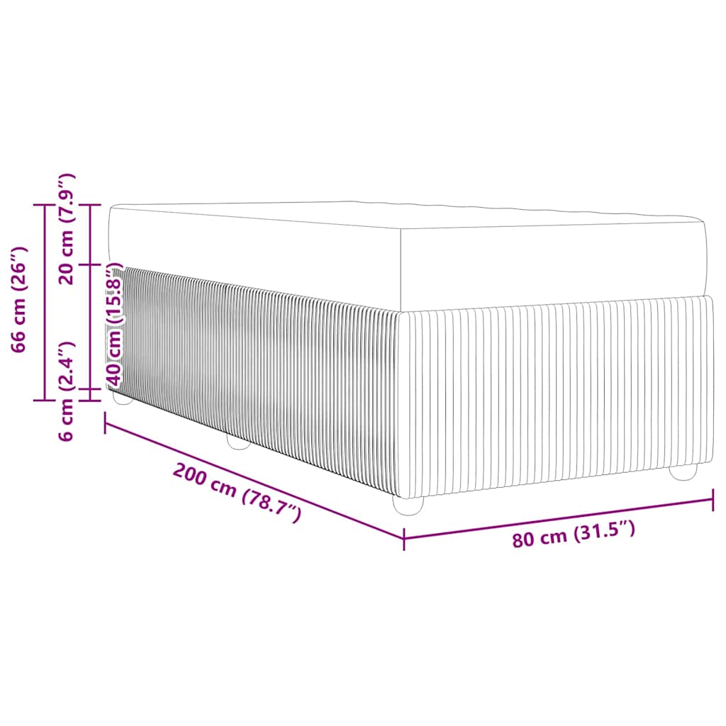 Krevetna konstrukcija s madracem Crna 80 x 200 cm tkanina