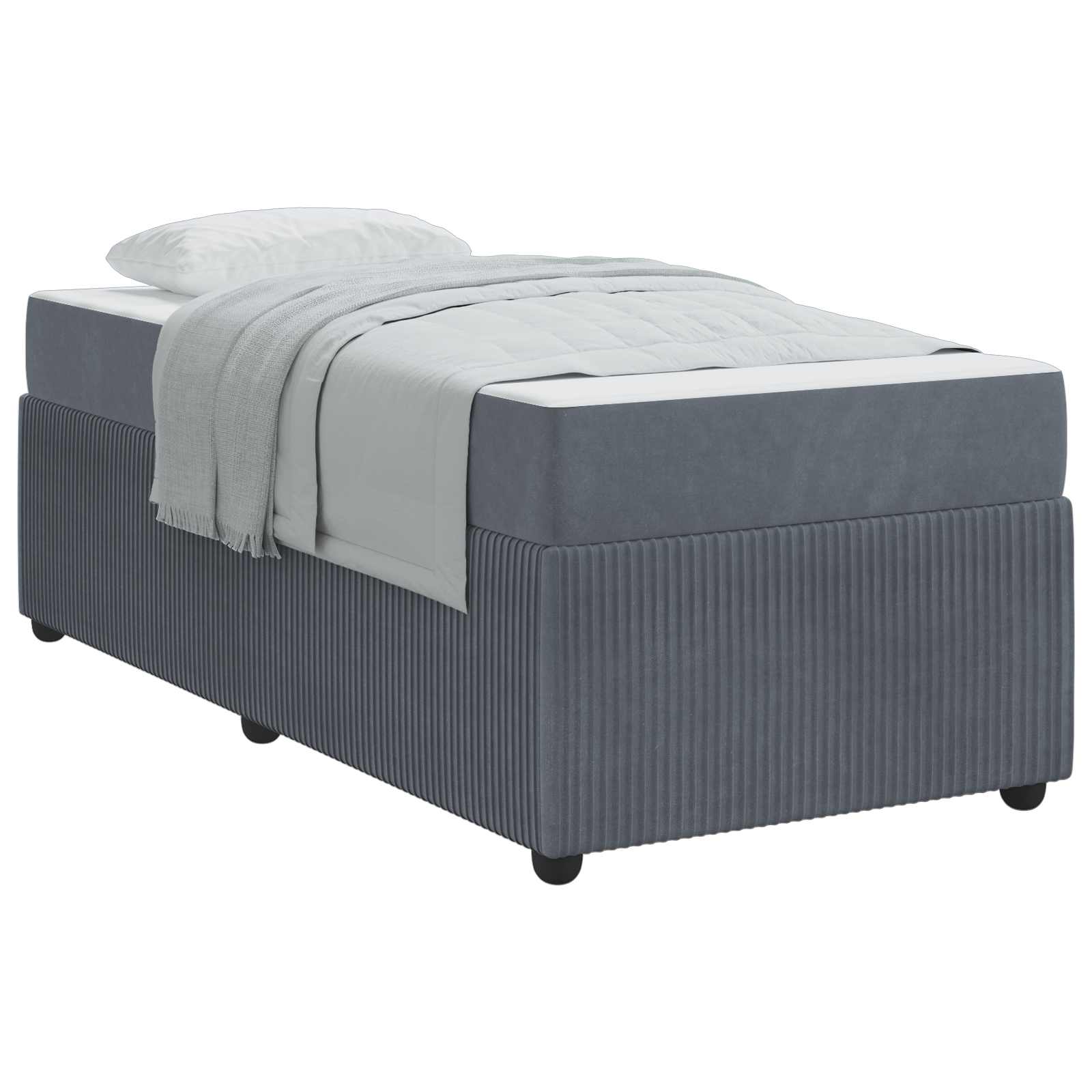 Krevetna konstrukcija s madracem Tamno siva 80 x 200 cm tkanina