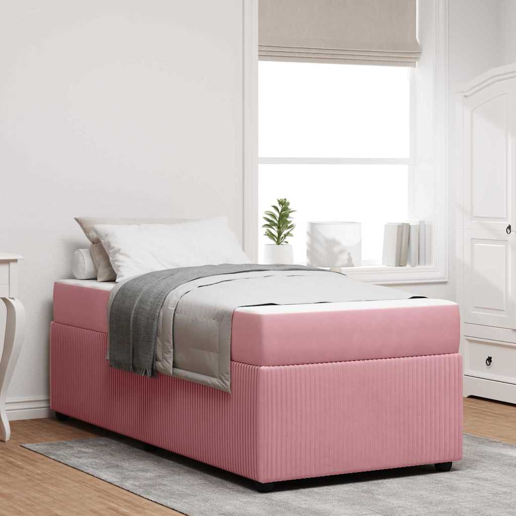 Krevetna konstrukcija s madracem Ružičasta 90 x 190 cm tkanina