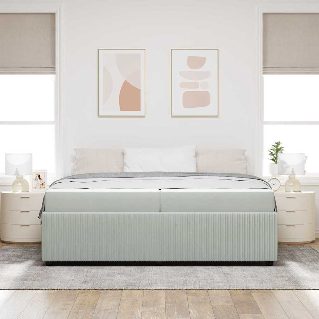 Krevetna konstrukcija Svijetlo siva 200 x 200 cm tkanina Svjetlosiva