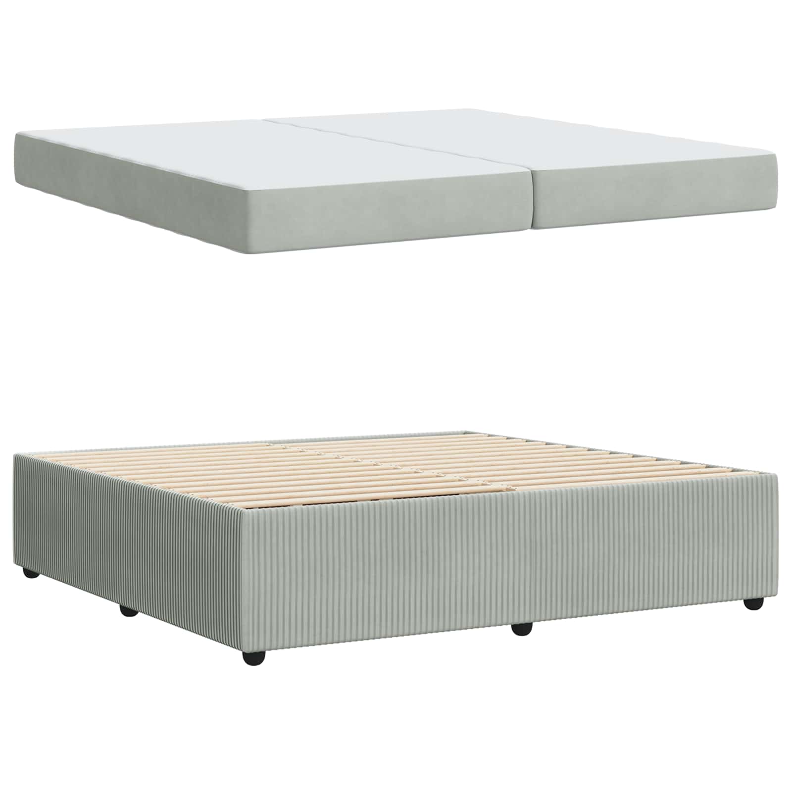 Krevetna konstrukcija Svijetlo siva 200 x 200 cm tkanina