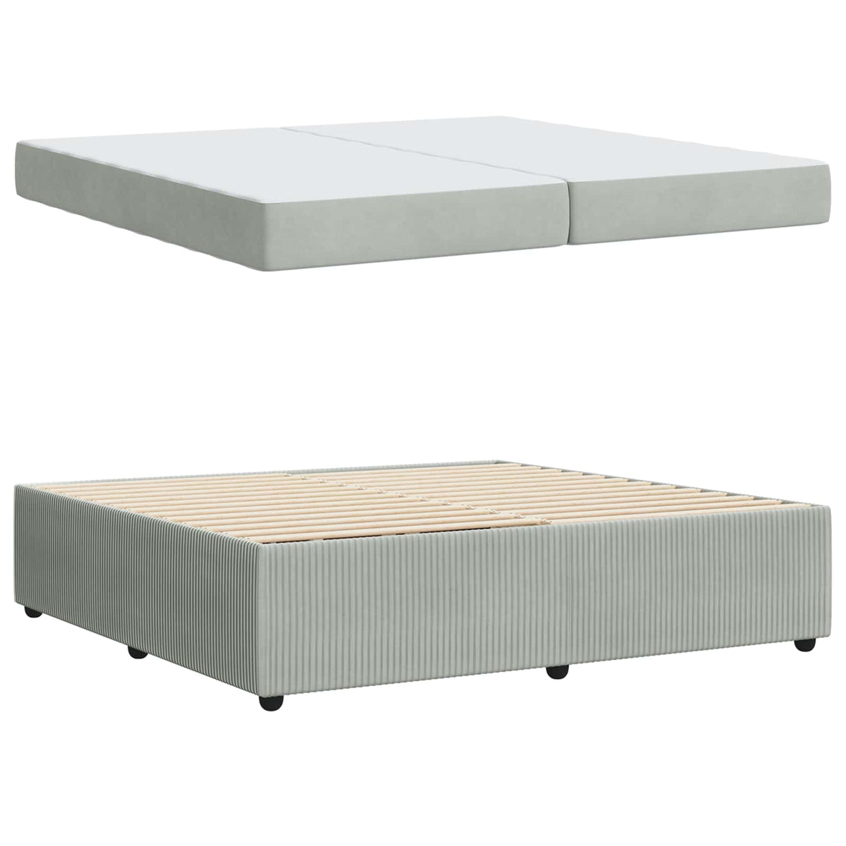 Krevetna konstrukcija Svijetlo siva 200 x 200 cm tkanina Svjetlosiva