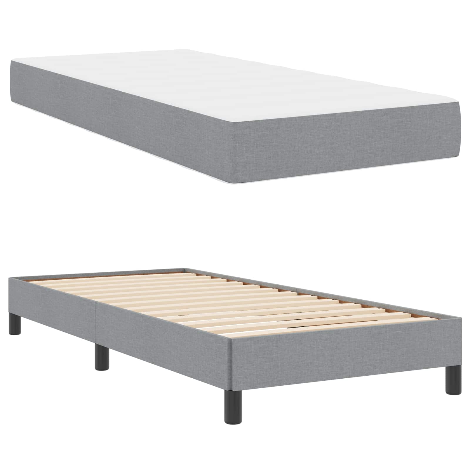 Krevet s opruga kutije Svijetlo siva 90 x 190 cm tkanina