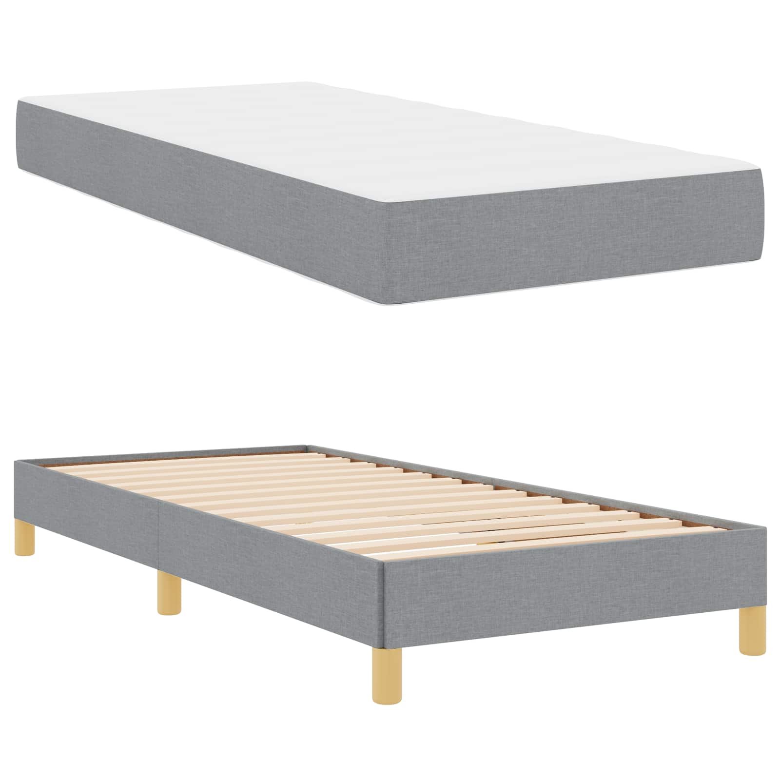 Krevet s opruga kutije Svijetlo siva 80 x 200 cm tkanina