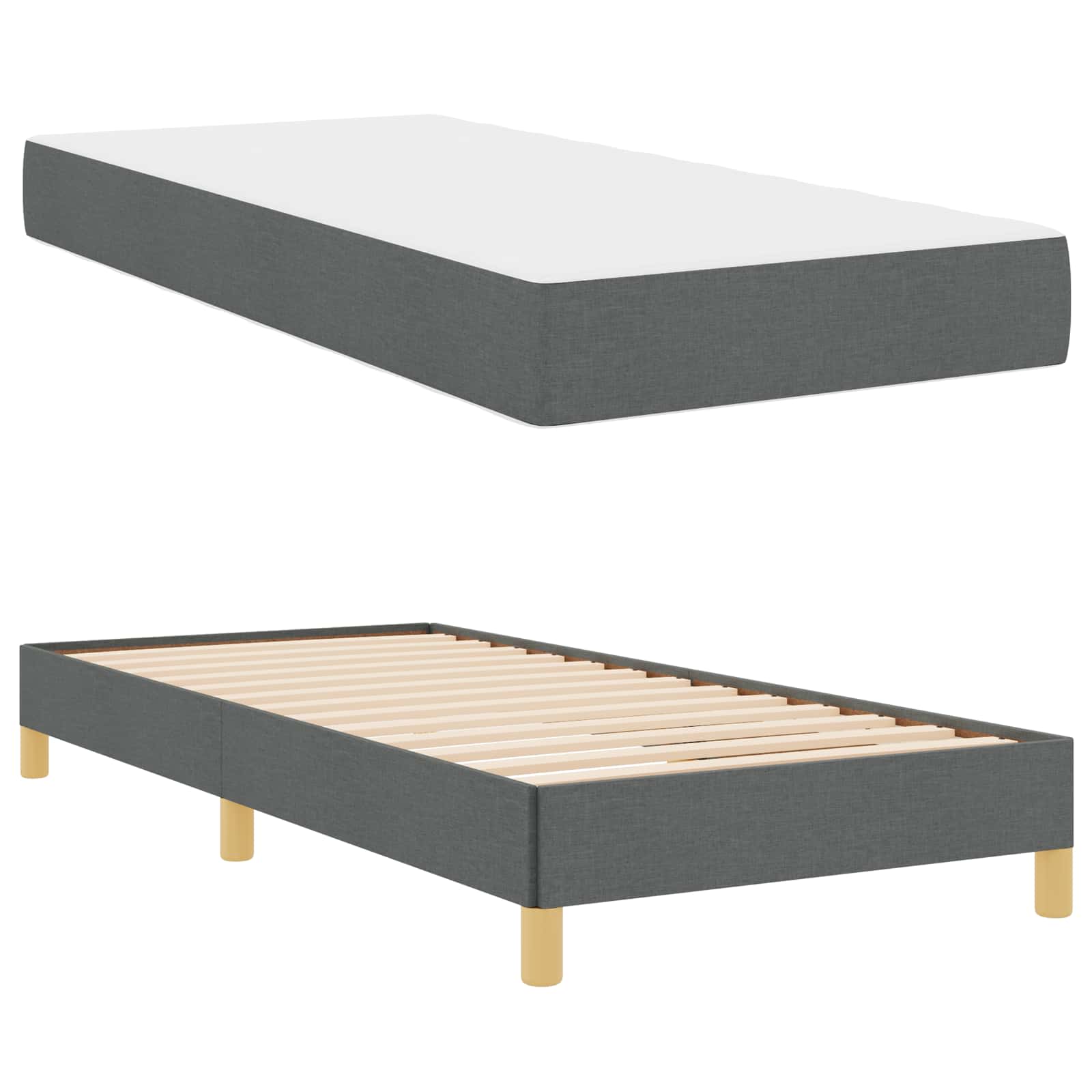 Krevet s opruga kutije Tamno siva 80 x 200 cm tkanina