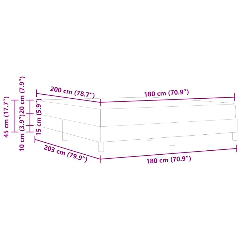 Krevetna konstrukcija s madracem Siva 180 x 200 cm tkanina
