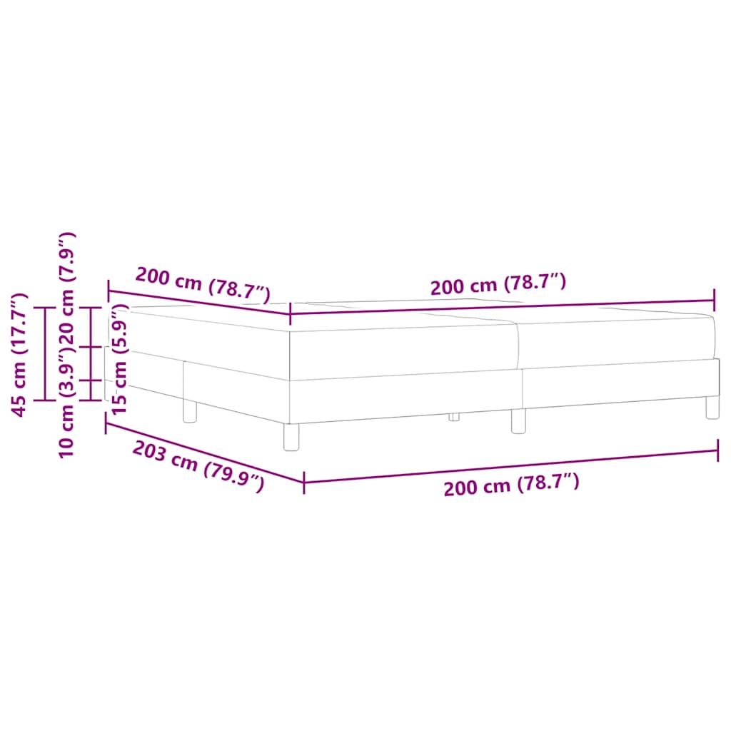 Krevet s opruga kutije Svijetlo siva 200 x 200 cm tkanina