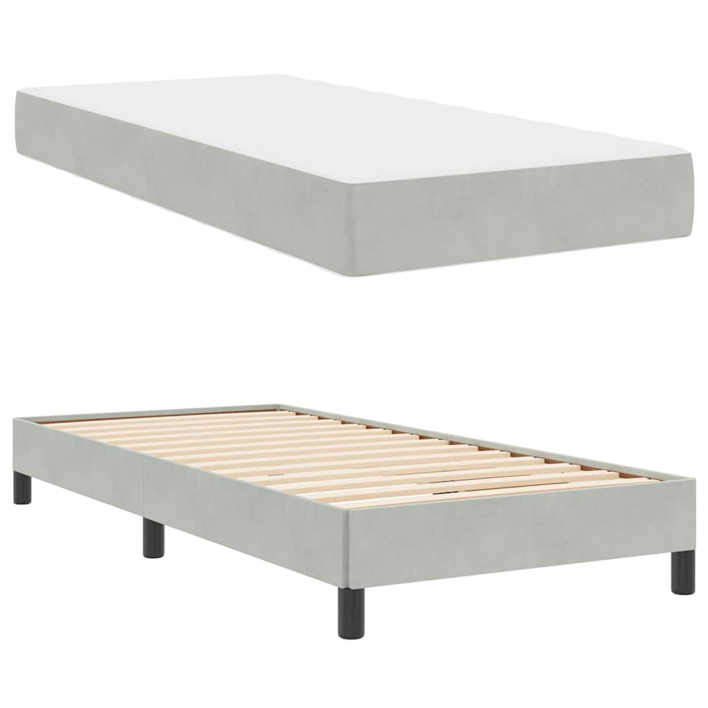 Krevet s opruga kutije Svijetlo siva 80 x 220 cm tkanina