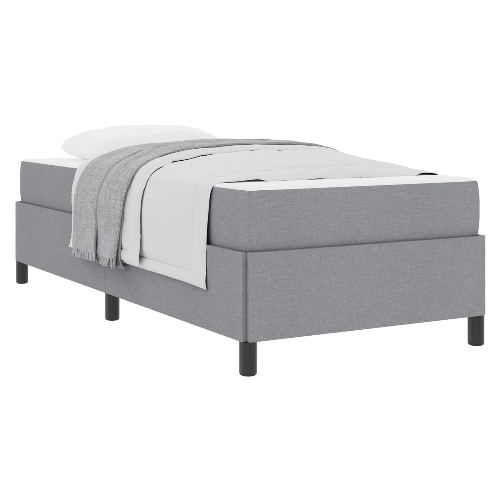 Krevet s opruga kutije Svijetlo siva 90 x 190 cm tkanina