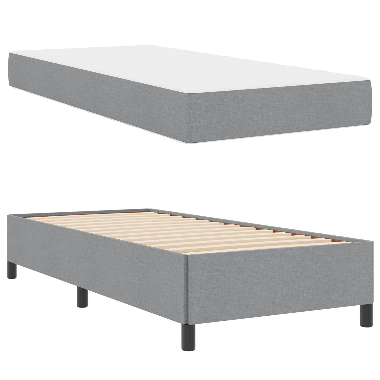 Krevet s opruga kutije Svijetlo siva 90 x 200 cm tkanina
