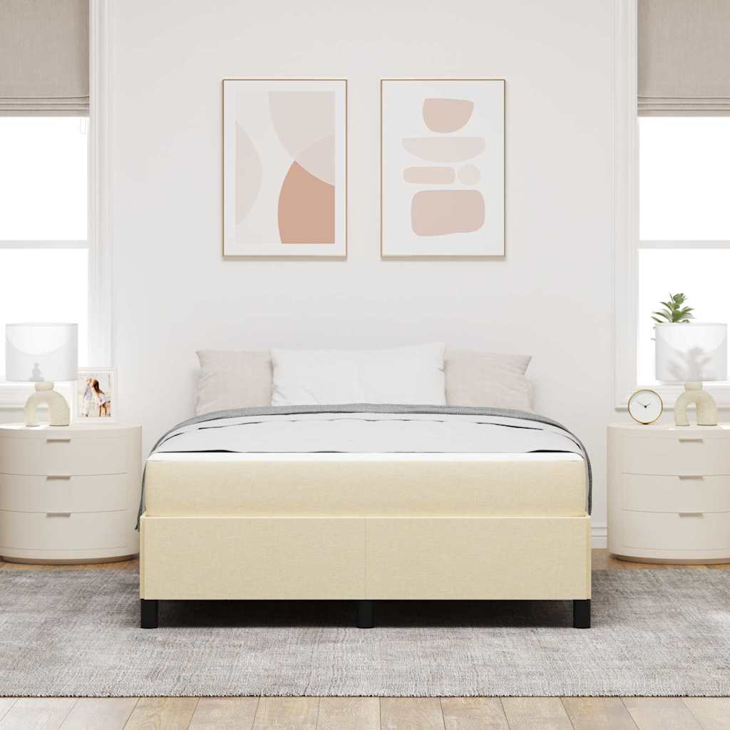 Krevet s opruga kutije Krema 160 x 200 cm tkanina