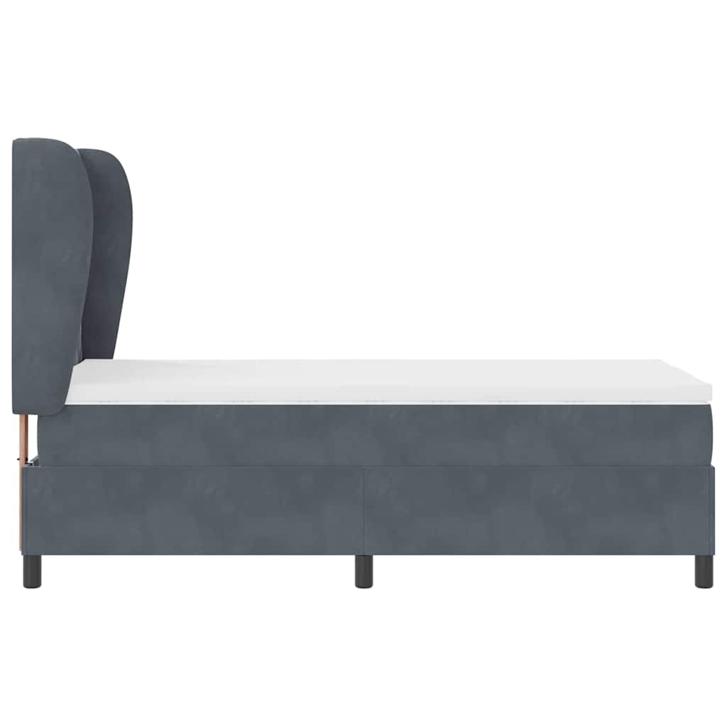 Krevet s opruga kutije s madracem Tamno siva 190 x 90 cm Baršun