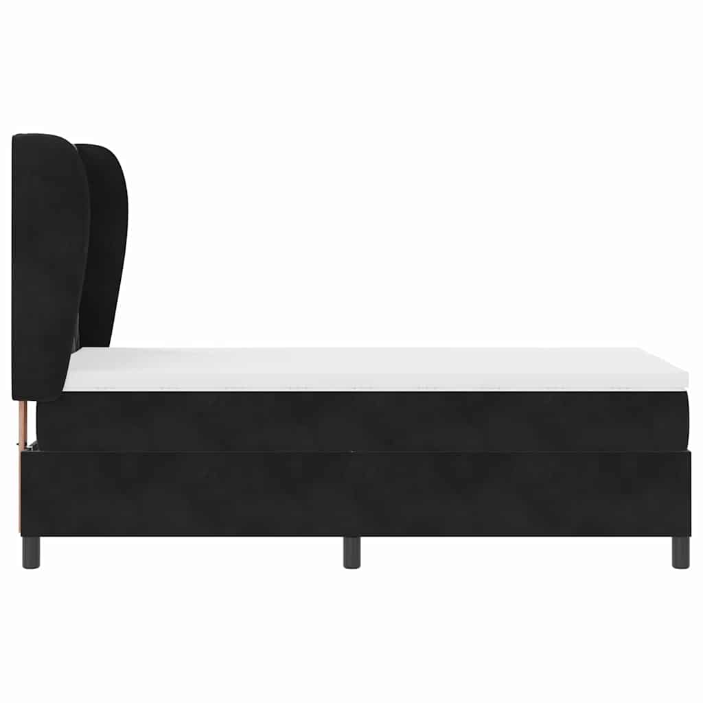 Krevet s opruga kutije s uzglavljem Crna 200 x 90 cm Baršun