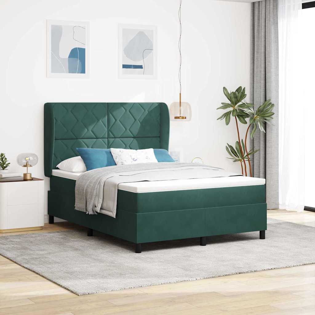 Krevet s opruga kutije Tamnozelena 200 x 140 cm Baršun