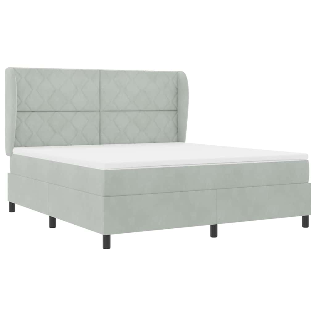 Krevet s opruga kutije Svijetlo siva 200 x 180 cm Baršun