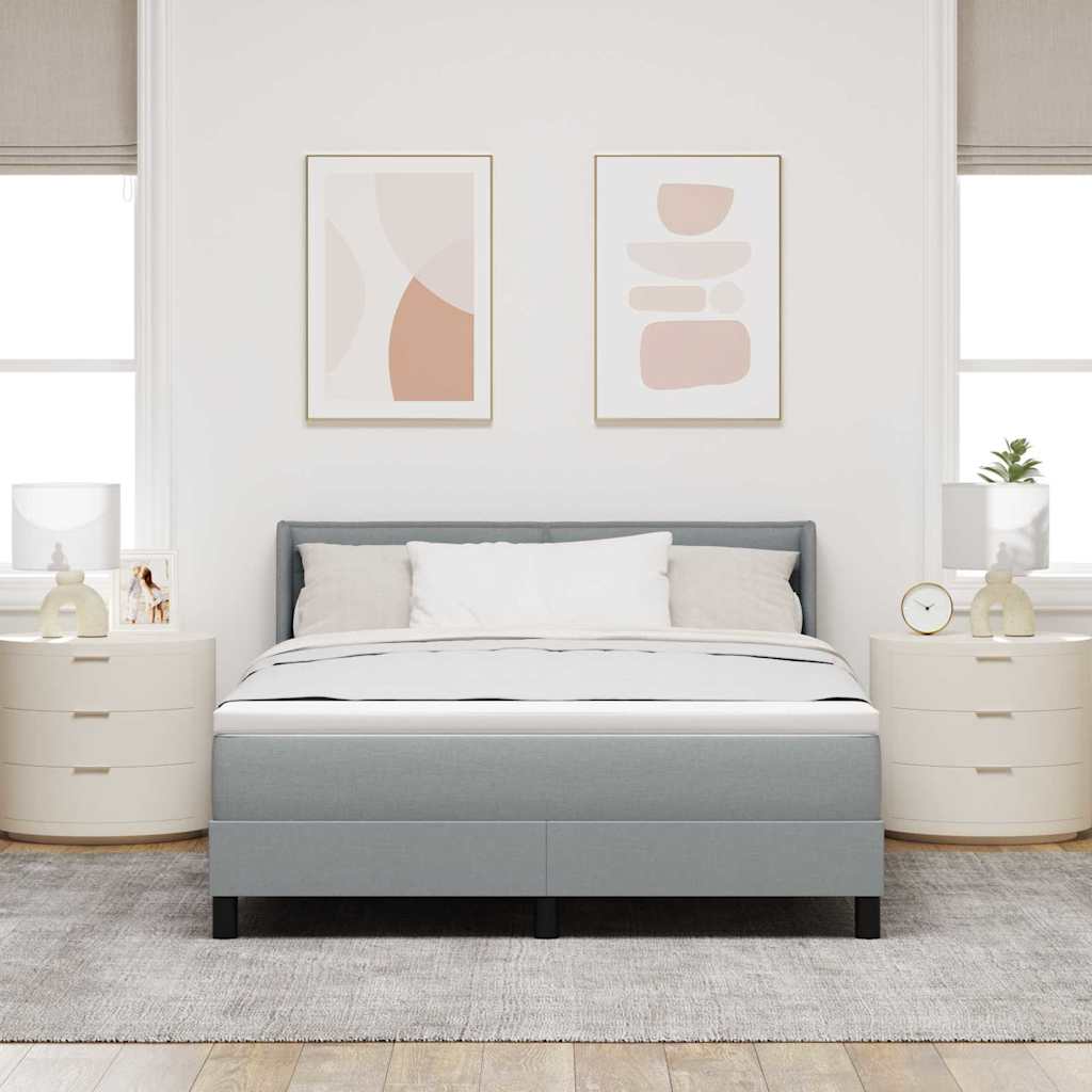 Krevet s opruga kutije Svijetlo siva 200 x 140 cm tkanina