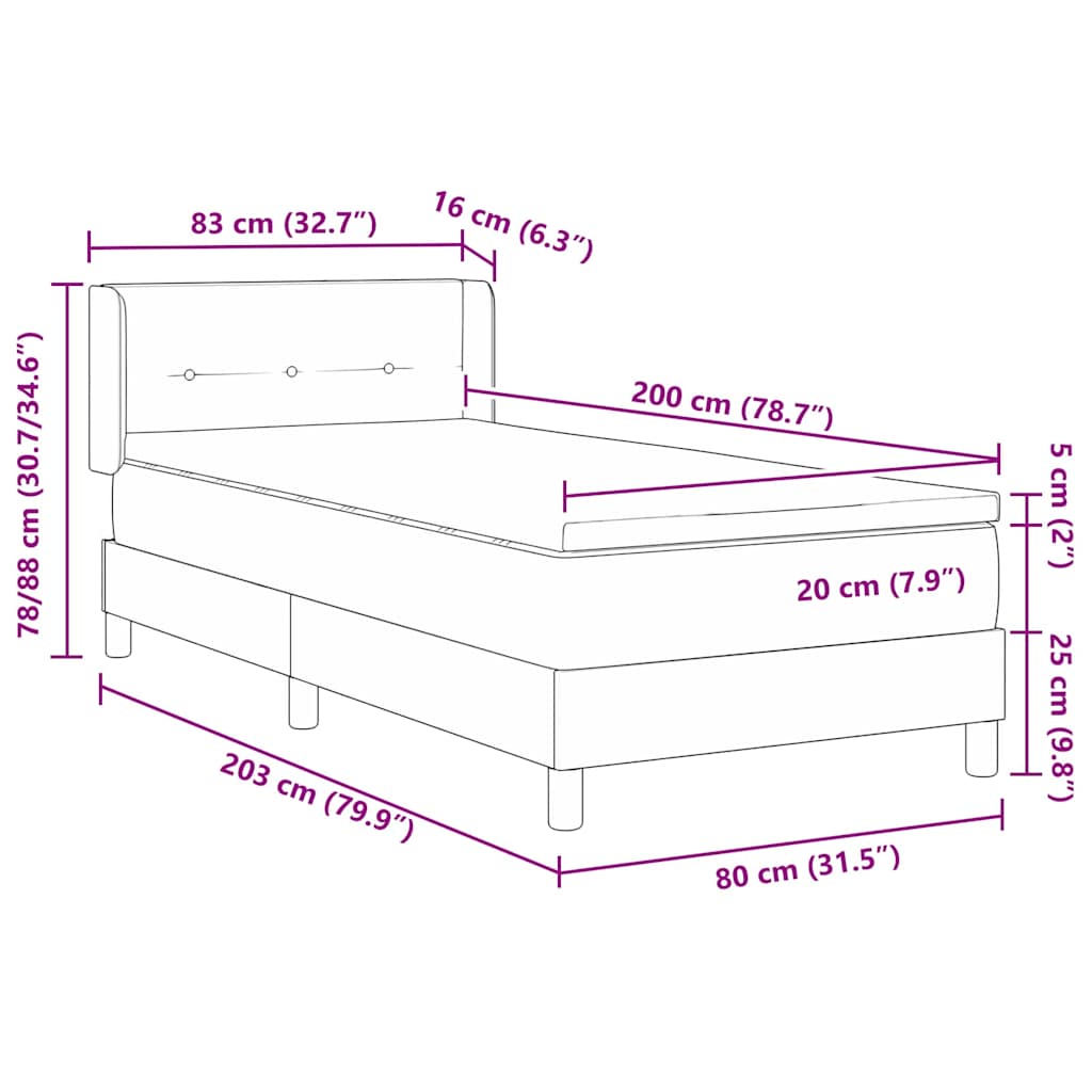 Krevet s opruga kutije s uzglavljem Plava 200 x 80 cm tkanina