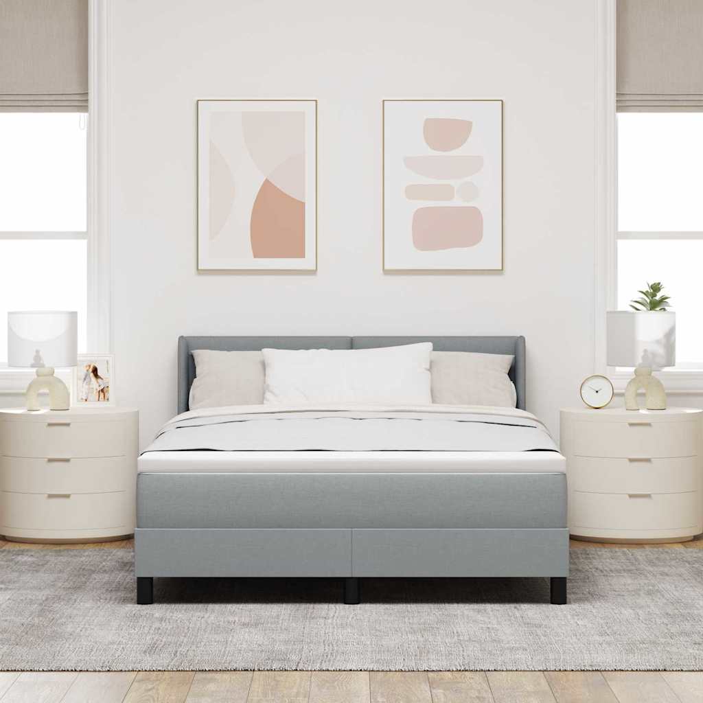 Krevet s opruga kutije Svijetlo siva 200 x 140 cm tkanina