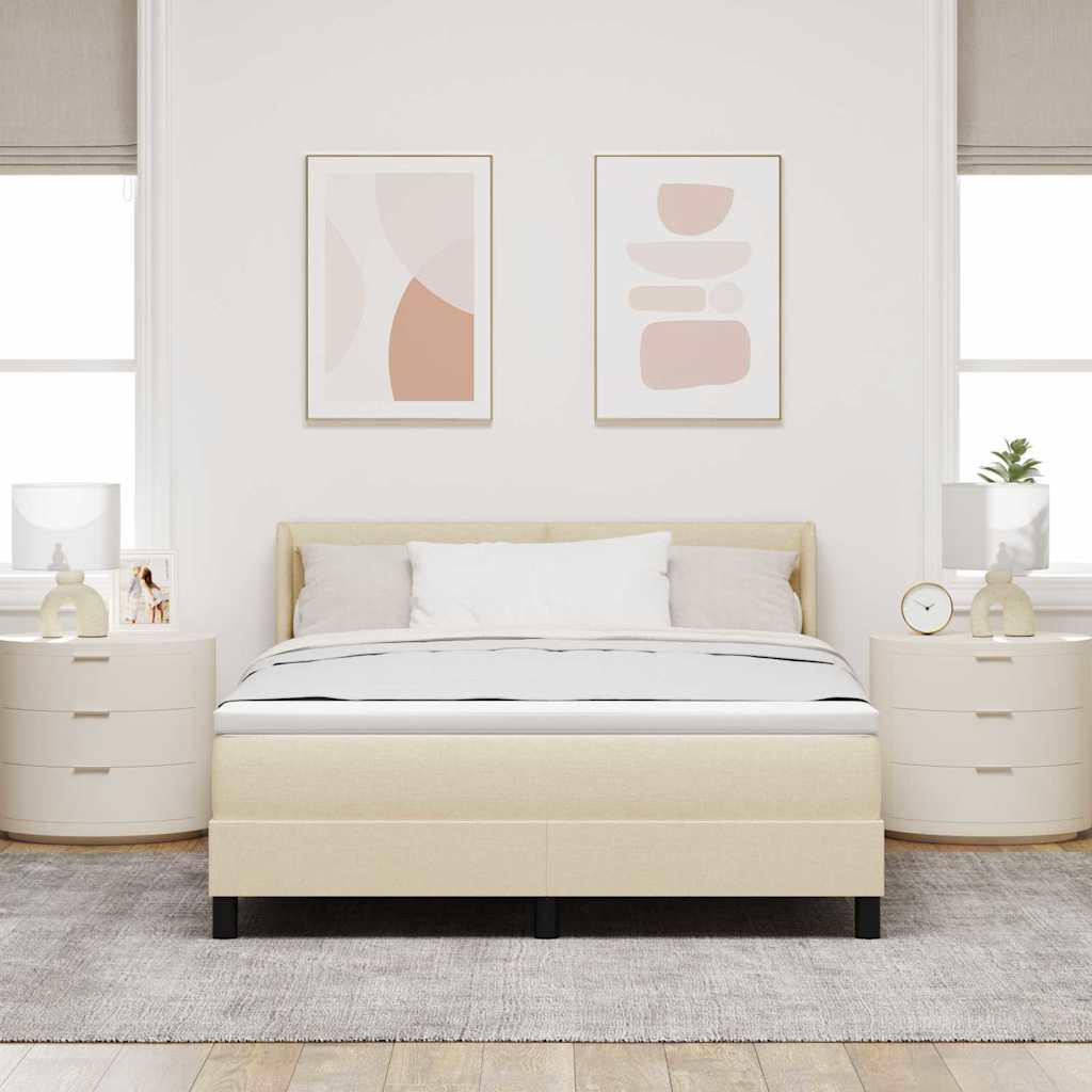 Krevet s opruga kutije s uzglavljem Krema 200 x 160 cm tkanina