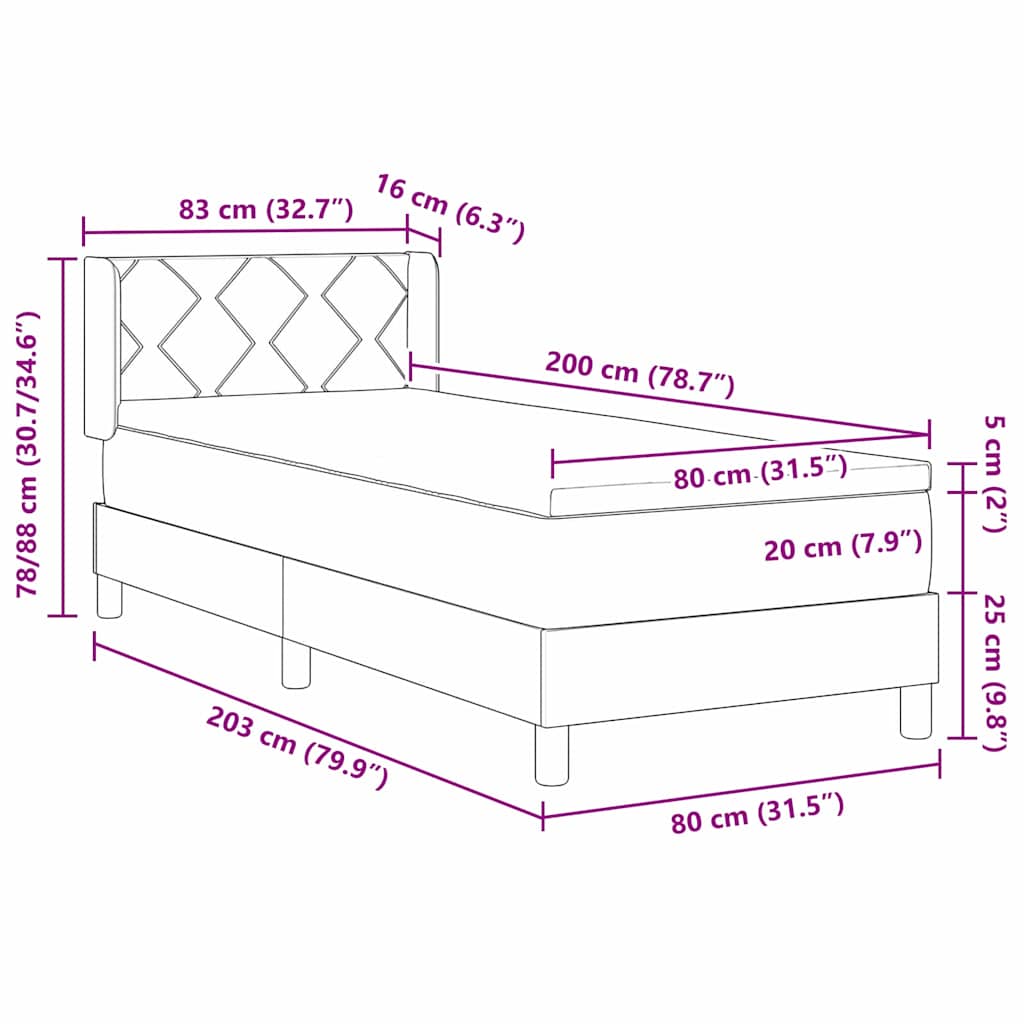 Krevet s opruga kutije Svijetlo siva 200 x 80 cm tkanina